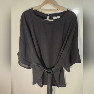 Women's Black Tie-Front Top, Size M/L